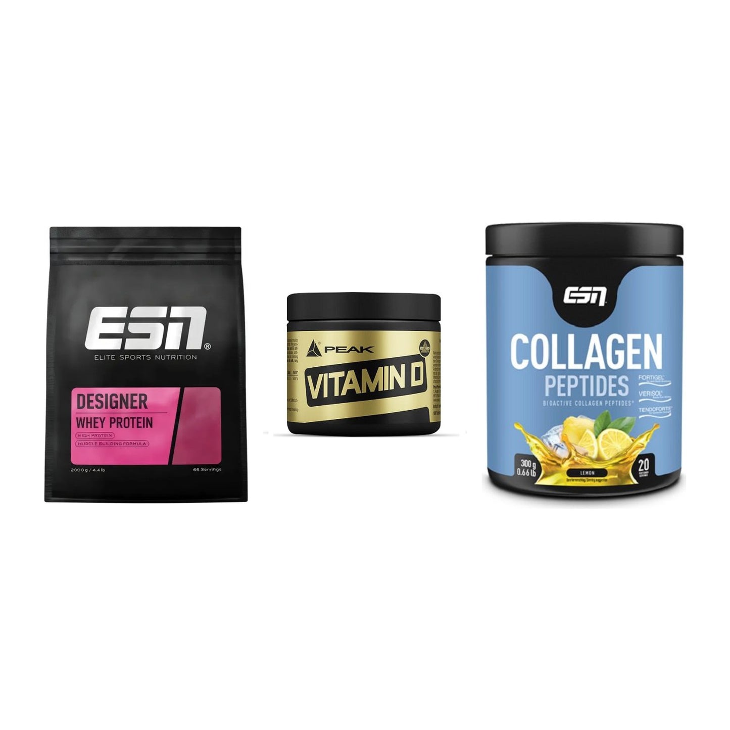 Regenerations-Set: ESN Designer + Peak Vitamin D + ESN Collagen – alle enthaltenen Artikel