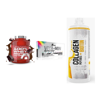 Regenerations-Set: Scitec 100% + Olimp Vita-Min + MST Collagen – alle enthaltenen Artikel