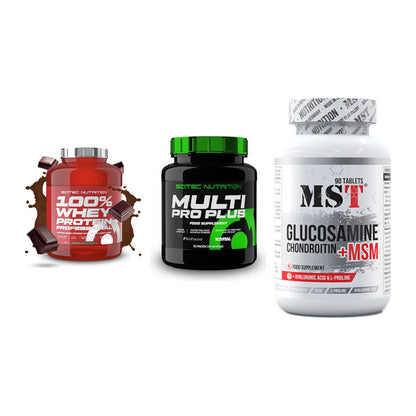 Regenerations-Set: Scitec 100% + Scitec Multi + MST Glucosamine – alle enthaltenen Artikel