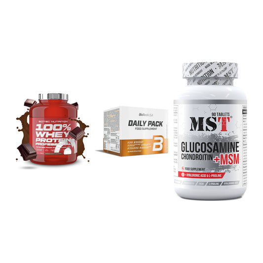 Regenerations-Set: Scitec 100% + BioTech Daily + MST Glucosamine – alle enthaltenen Artikel