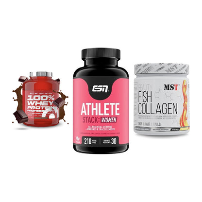 Regenerations-Set: Scitec 100% + ESN Athlete + MST Beauty Fish – alle enthaltenen Artikel