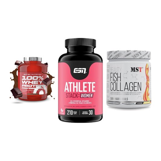 Regenerations-Set: Scitec 100% + ESN Athlete + MST Beauty Fish – alle enthaltenen Artikel