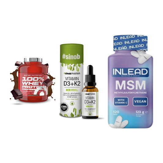 Regenerations-Set: Scitec 100% + Sinob Vitamin + INLEAD MSM – alle enthaltenen Artikel