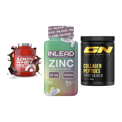 Regenerations-Set: Scitec 100% + INLEAD Zink + GN Peptan – alle enthaltenen Artikel