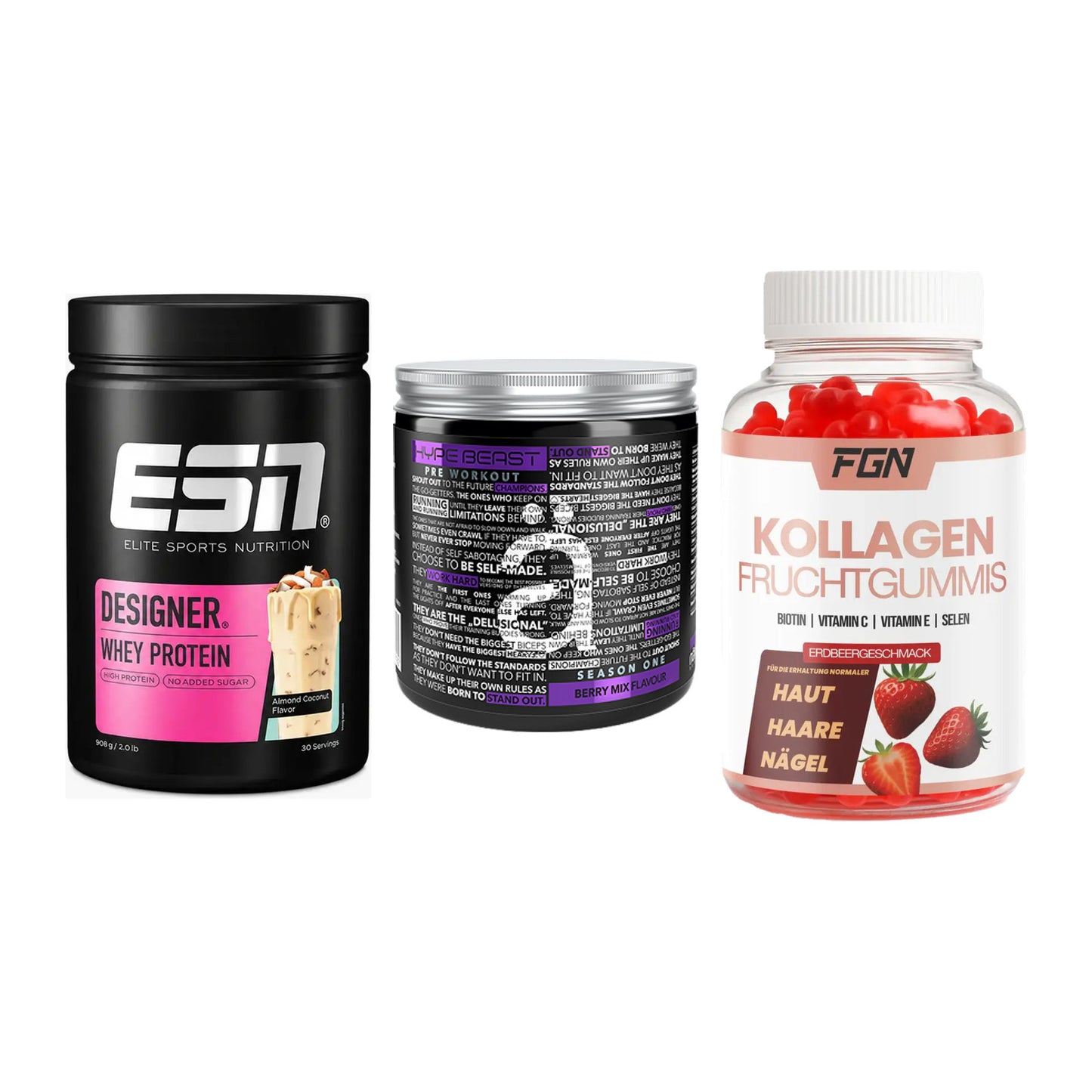 Regenerations-Set: ESN Designer + Nanosupps Hype + FGN Kollagen 60 – alle enthaltenen Artikel