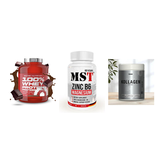 Regenerations-Set: Scitec 100% + MST Zinc + Sinob Kollagen – alle enthaltenen Artikel