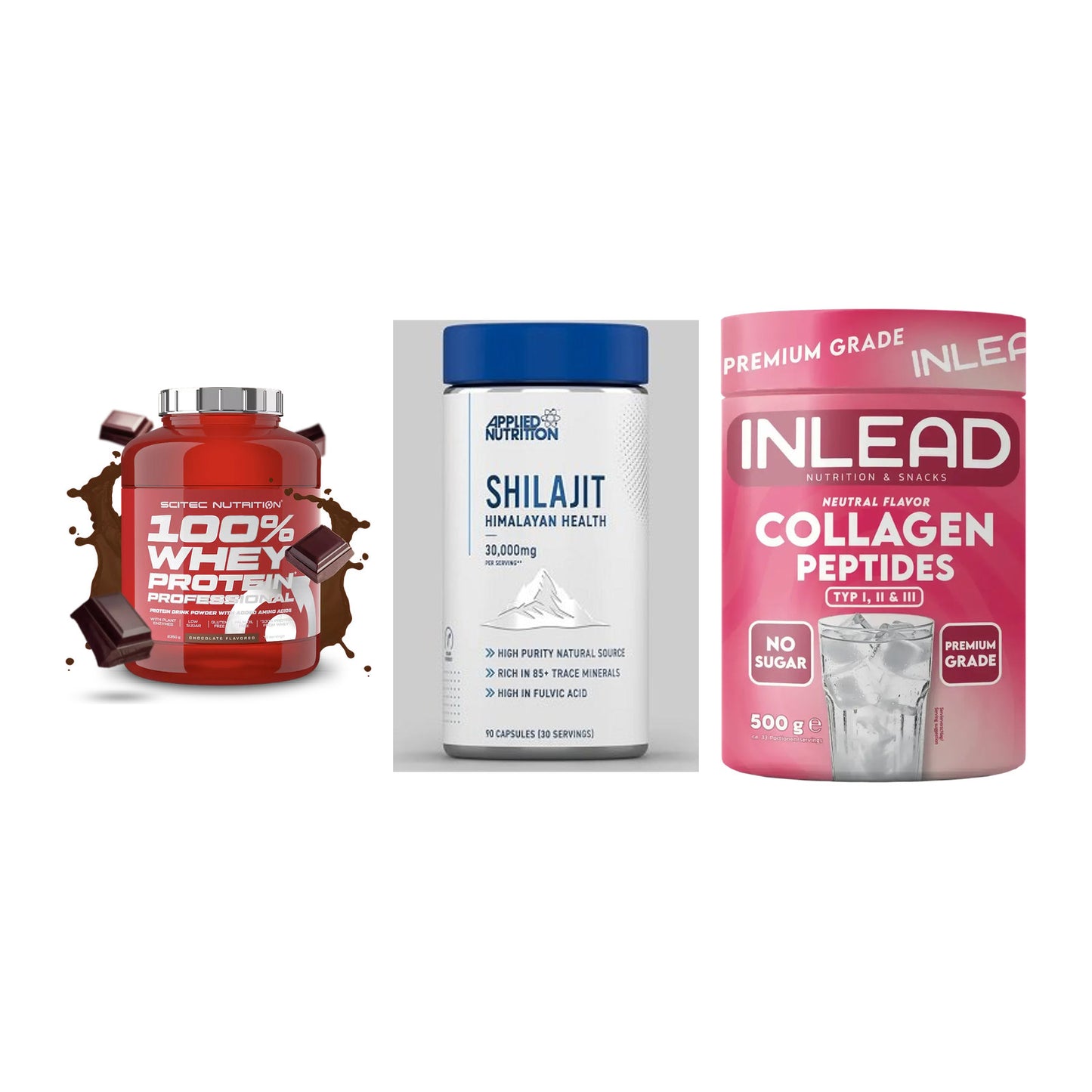 Regenerations-Set: Scitec 100% + Applied Nutriti + INLEAD Collagen – alle enthaltenen Artikel