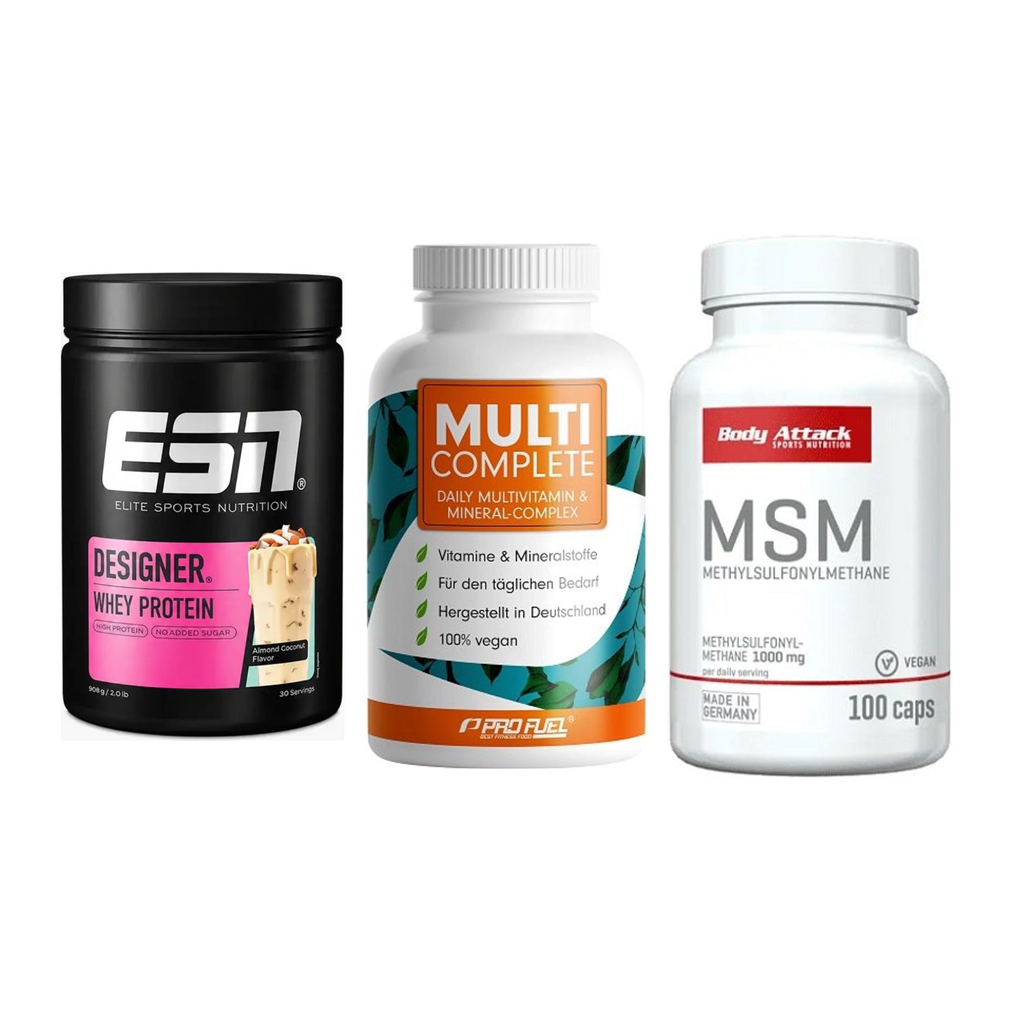 Regenerations-Set: ESN Designer + ProFuel MULTI + Body Attack MSM – alle enthaltenen Artikel