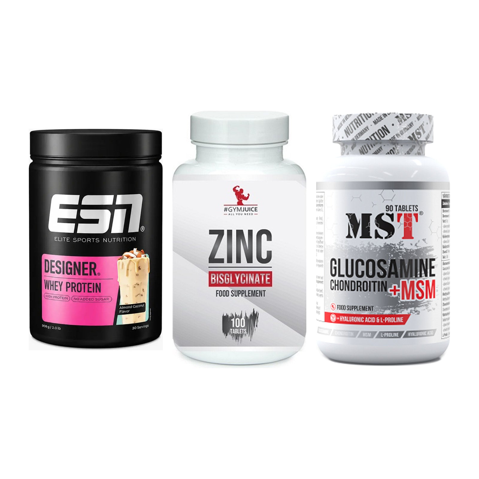 Regenerations-Set: ESN Designer + #GYMJUICE ZINC + MST Glucosamine – alle enthaltenen Artikel