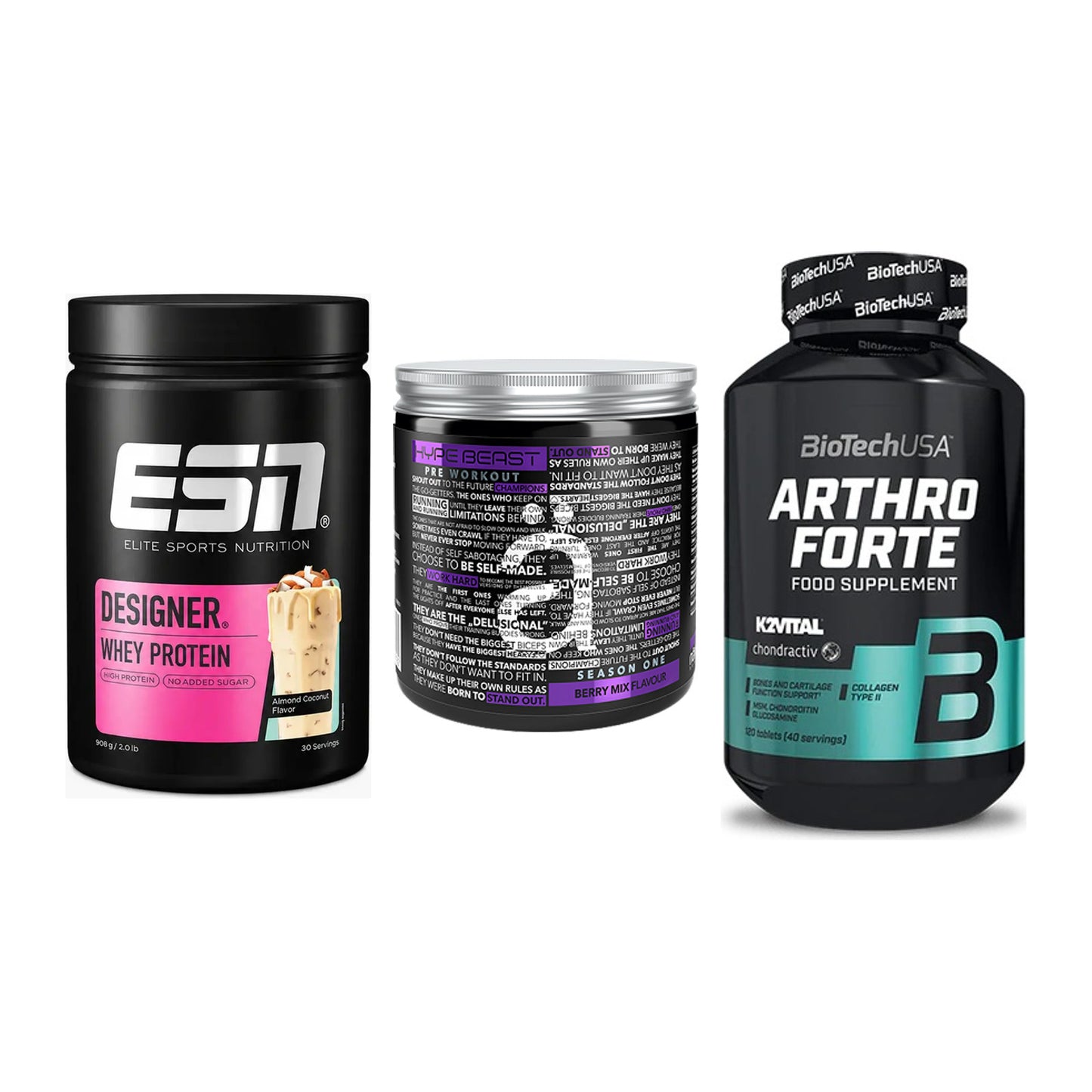 Regenerations-Set: ESN Designer + Nanosupps Hype + BioTech Arthro – alle enthaltenen Artikel