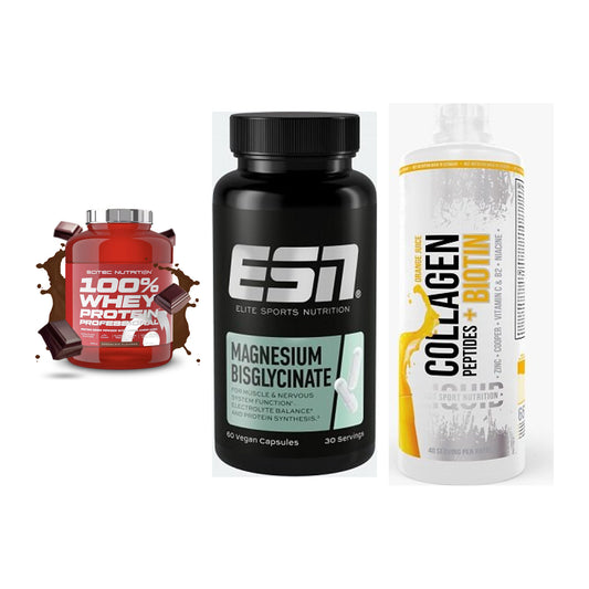 Regenerations-Set: Scitec 100% + ESN Magnesium + MST Collagen – alle enthaltenen Artikel