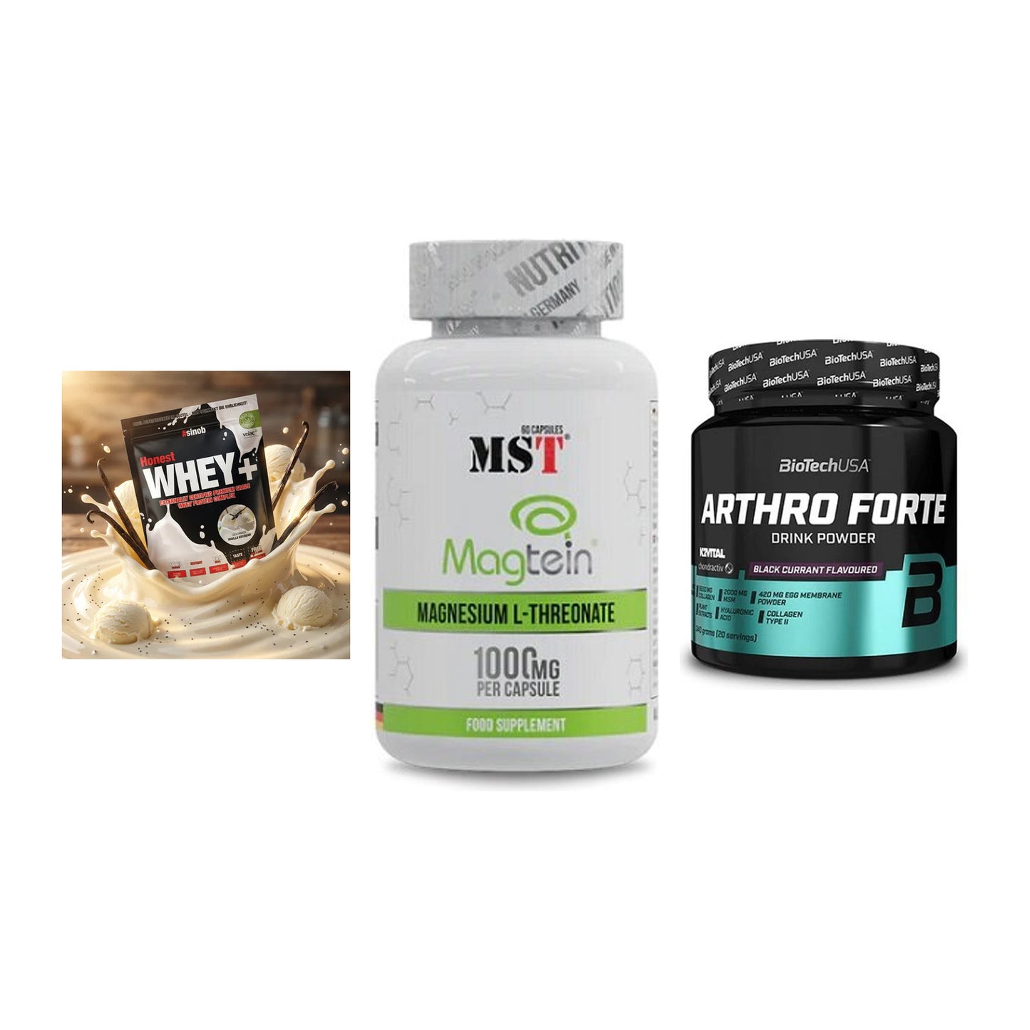 Regenerations-Set: Sinob Honest + MST Magnesium + BioTech Arthro – alle enthaltenen Artikel