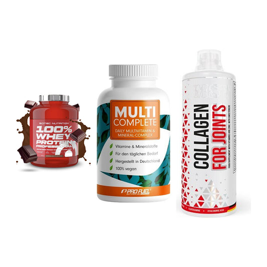 Regenerations-Set: Scitec 100% + ProFuel MULTI + MST Collagen – alle enthaltenen Artikel