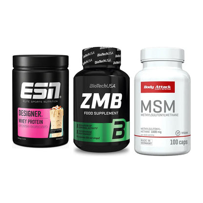 Regenerations-Set: ESN Designer Whey + BioTech ZMB + Body Attack MSM – alle enthaltenen Artikel