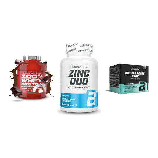 Regenerations-Set: Scitec 100% + BioTech Zinc + BioTech Arthro – alle enthaltenen Artikel