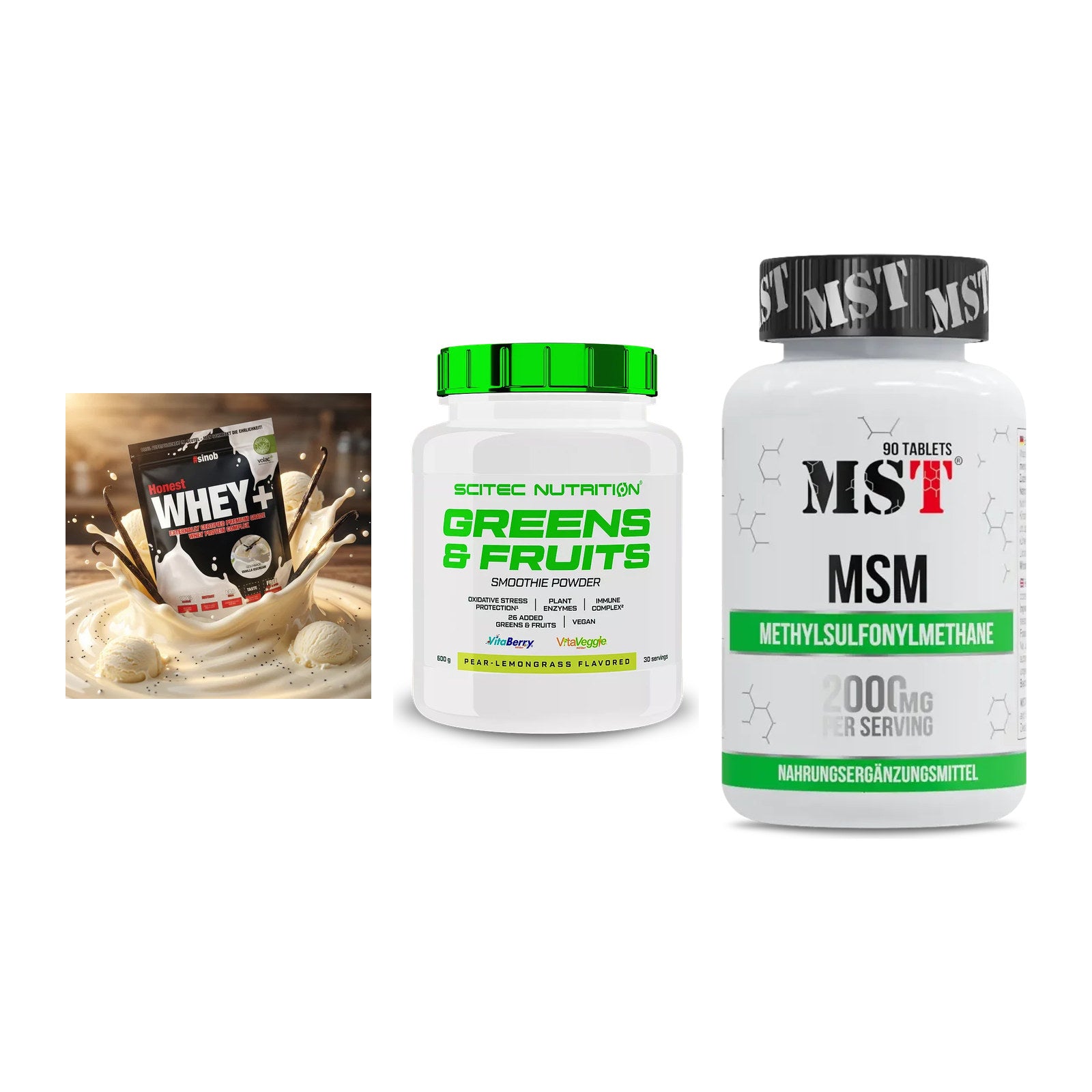 Regenerations-Set: Sinob Honest + Scitec Greens + MST MSM 2000 / – alle enthaltenen Artikel