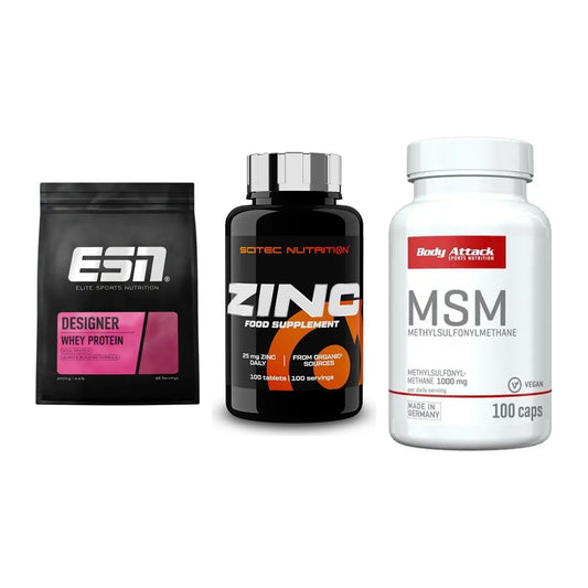 Regenerations-Set: ESN Designer Whey + Scitec Zinc + Body Attack MSM – alle enthaltenen Artikel