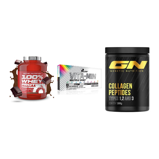 Regenerations-Set: Scitec 100% + Olimp Vita-Min + GN Peptan – alle enthaltenen Artikel