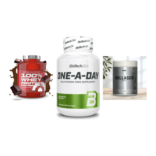Regenerations-Set: Scitec 100% + BioTech One A + Sinob Kollagen – alle enthaltenen Artikel