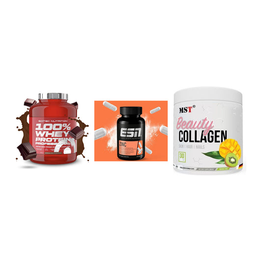 Regenerations-Set: Scitec 100% + ESN Zinc + MST Beauty – alle enthaltenen Artikel