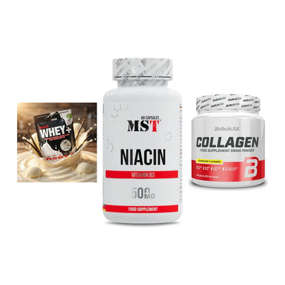 Regenerations-Set: Sinob Honest Whey+ + MST Niacin + BioTech Collagen – alle enthaltenen Artikel