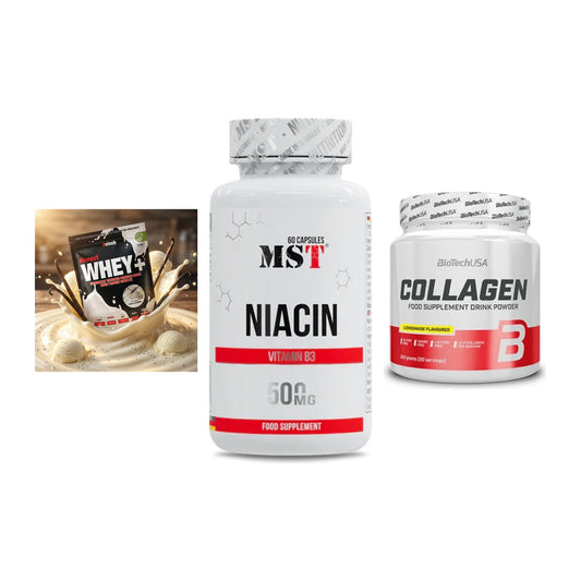 Regenerations-Set: Sinob Honest Whey+ + MST Niacin + BioTech Collagen – alle enthaltenen Artikel