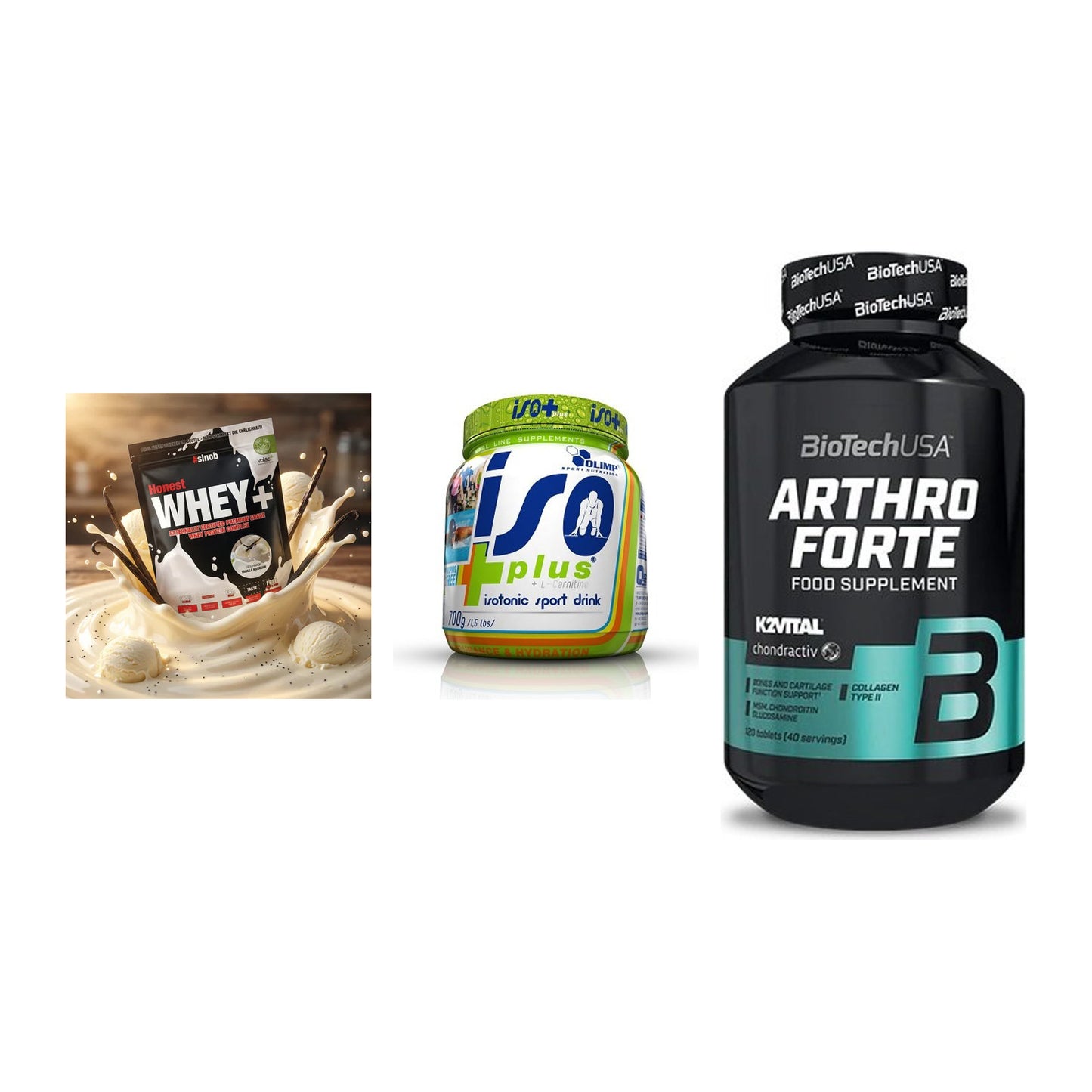 Regenerations-Set: Sinob Honest + Olimp Iso Plus + BioTech Arthro – alle enthaltenen Artikel