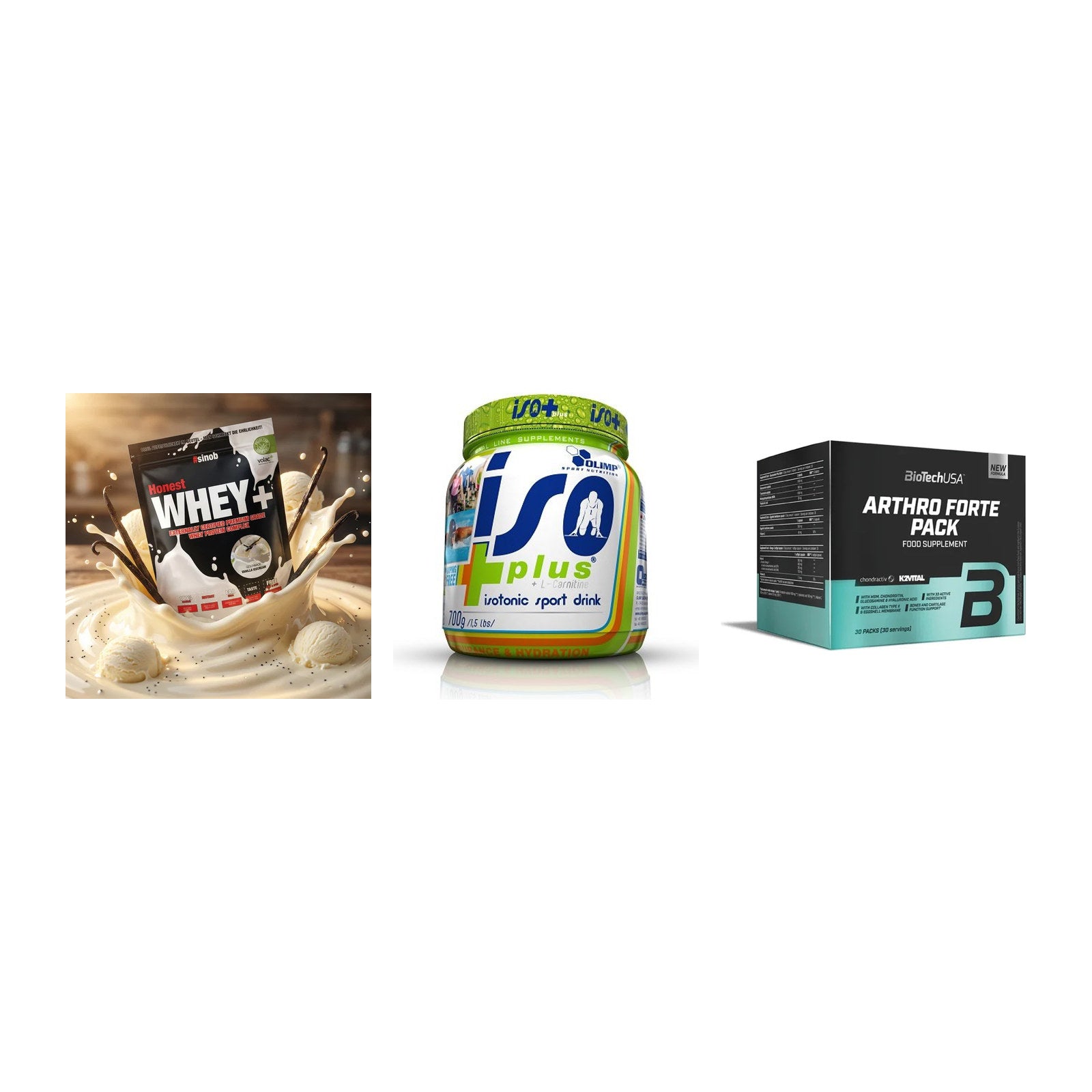 Regenerations-Set: Sinob Honest + Olimp Iso Plus + BioTech Arthro – alle enthaltenen Artikel