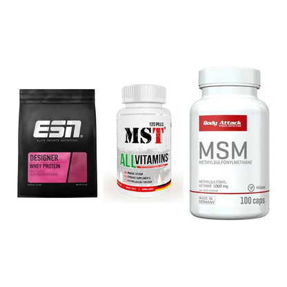 Regenerations-Set: ESN Designer + MST All Vitamin + Body Attack MSM – alle enthaltenen Artikel