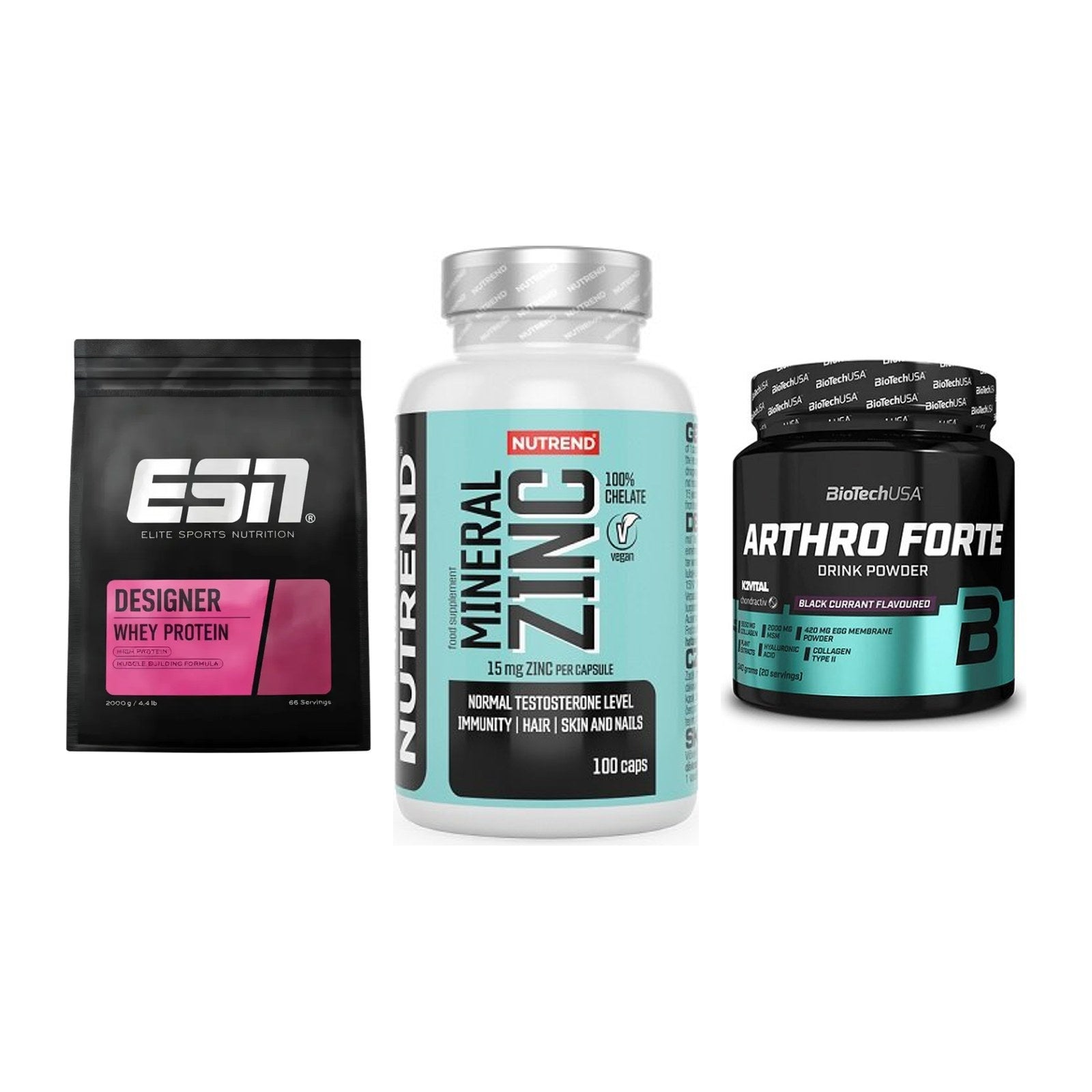 Regenerations-Set: ESN Designer + Nutrend Zinc + BioTech Arthro – alle enthaltenen Artikel