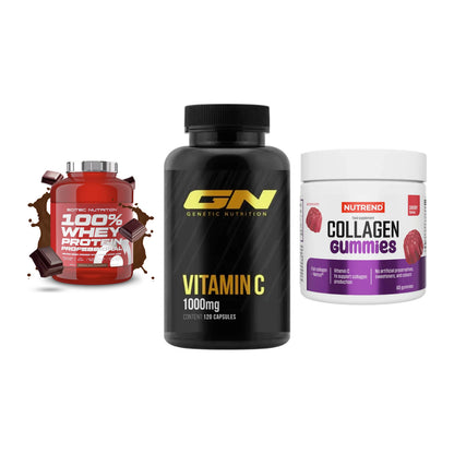 Regenerations-Set: Scitec 100% + GN Vitamin C + Nutrend Collage – alle enthaltenen Artikel