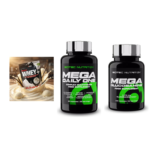 Regenerations-Set: Sinob Honest Whey+ + Scitec Mega Daily + 1 weitere – alle enthaltenen Artikel