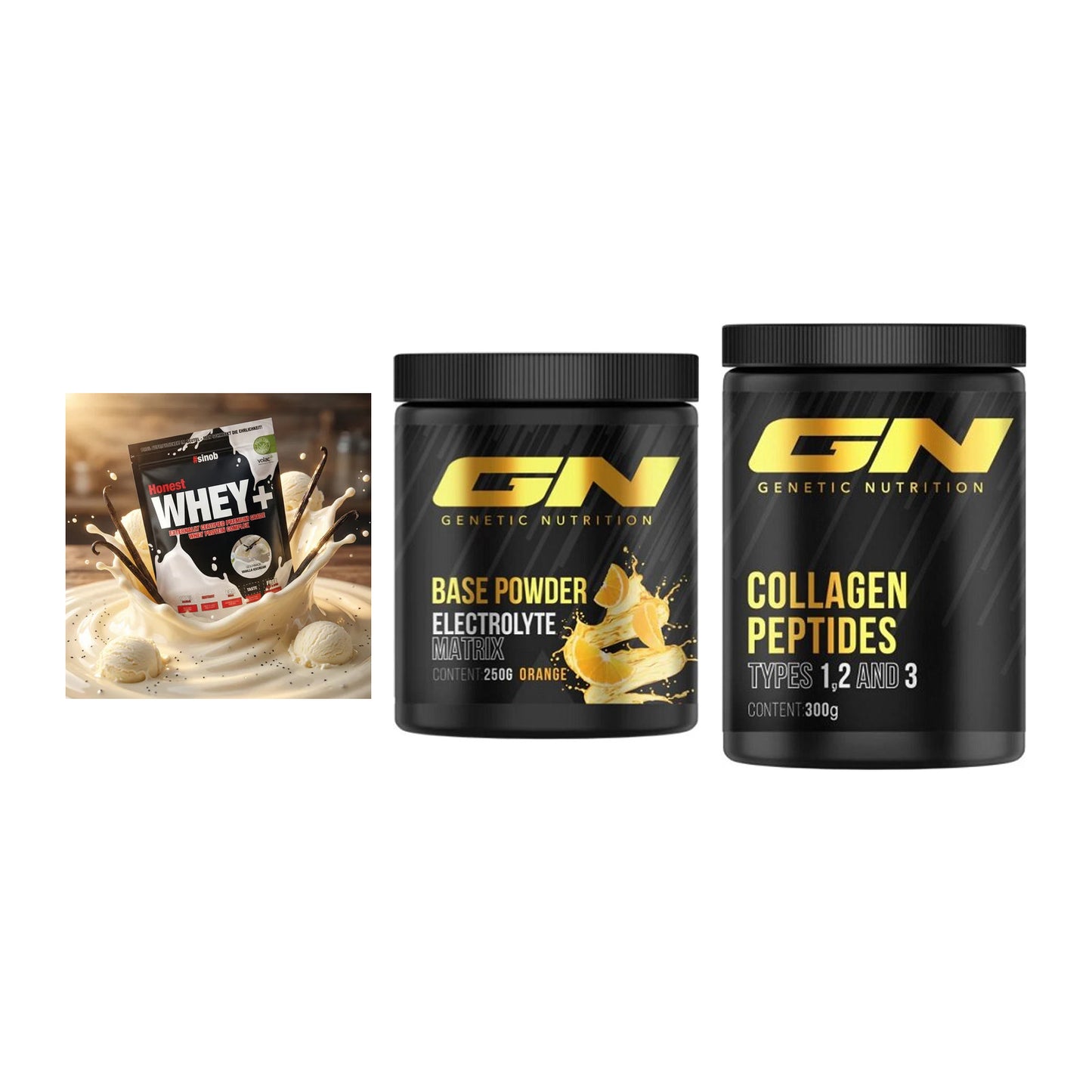 Regenerations-Set: Sinob Honest + GN Base Powder + GN Peptan – alle enthaltenen Artikel