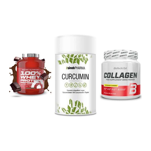 Regenerations-Set: Scitec 100% + Sinob Curcumin + BioTech Collage – alle enthaltenen Artikel