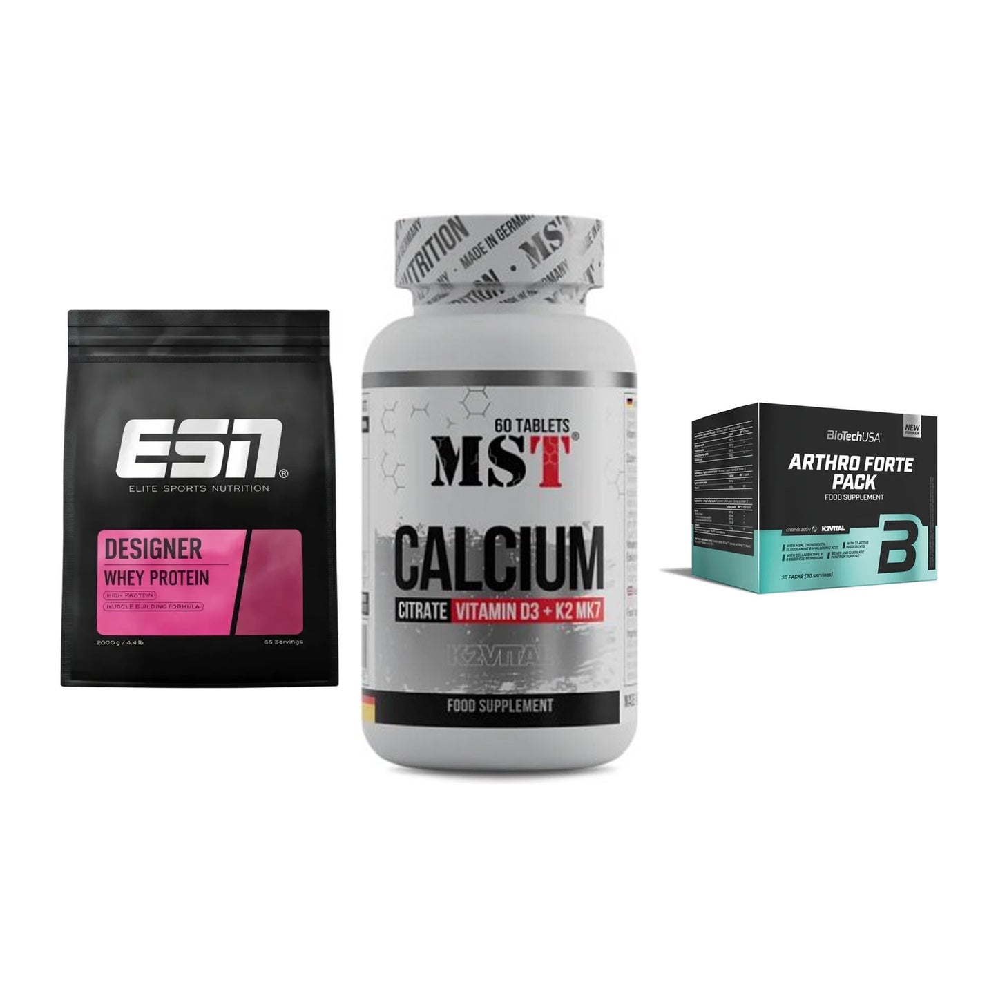 Regenerations-Set: ESN Designer + MST Calcium + BioTech Arthro – alle enthaltenen Artikel
