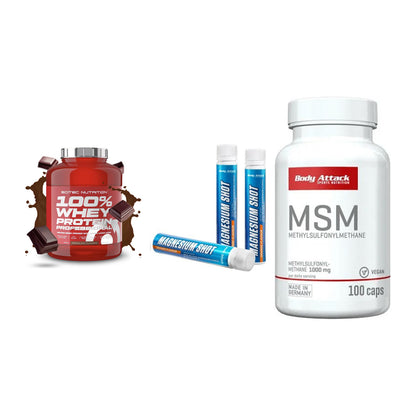 Regenerations-Set: Scitec 100% + Body Attack + Body Attack MSM – alle enthaltenen Artikel