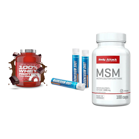 Regenerations-Set: Scitec 100% + Body Attack + Body Attack MSM – alle enthaltenen Artikel