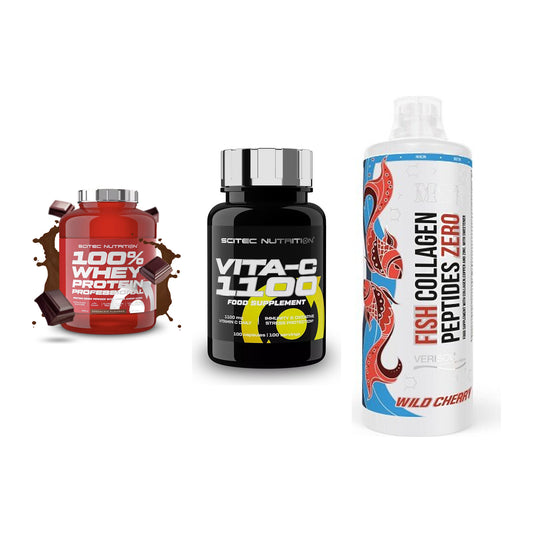 Regenerations-Set: Scitec 100% + Scitec Vitamin + MST Fish – alle enthaltenen Artikel