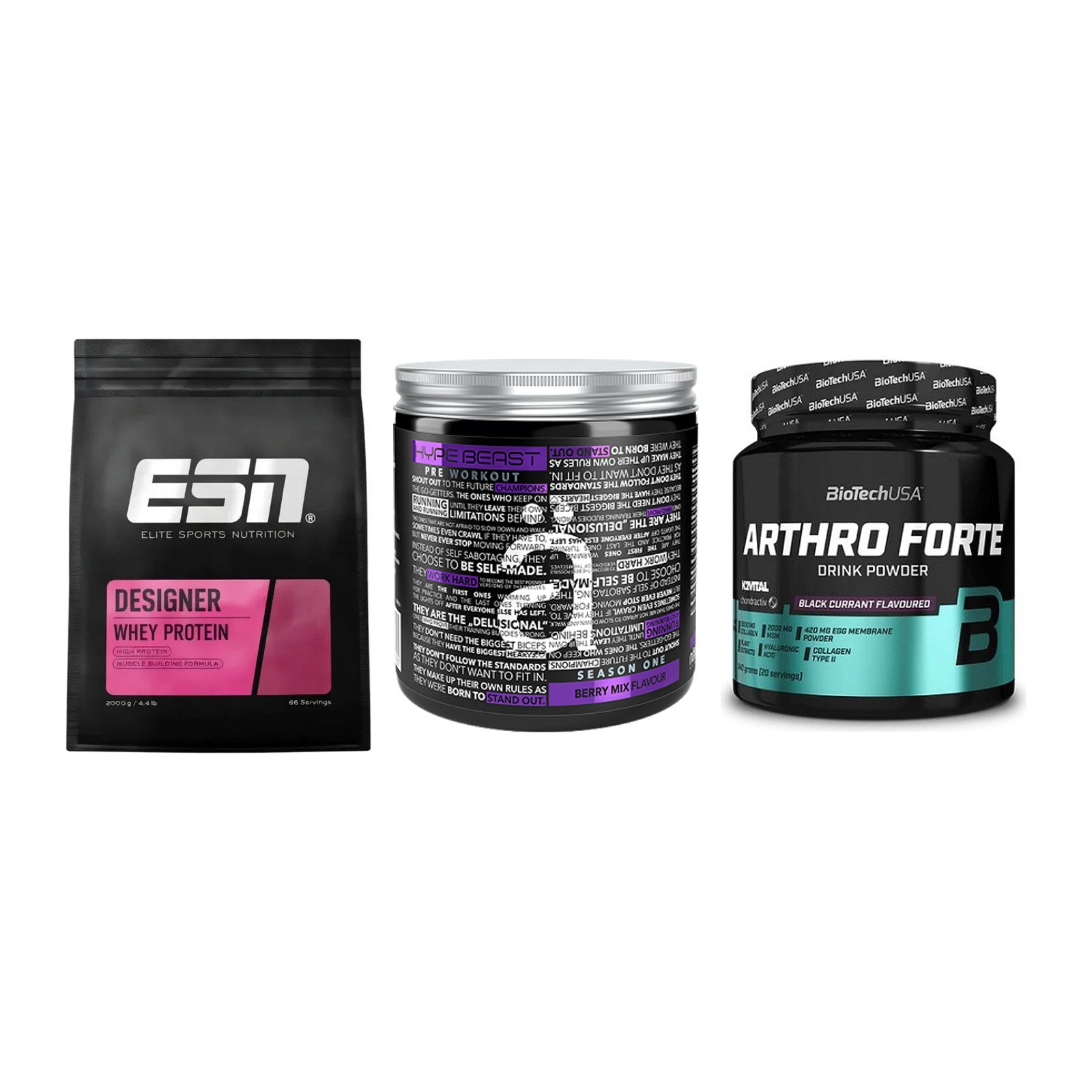 Regenerations-Set: ESN Designer + Nanosupps Hype + BioTech Arthro – alle enthaltenen Artikel