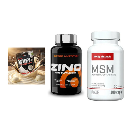Regenerations-Set: Sinob Honest Whey+ + Scitec Zinc + Body Attack MSM – alle enthaltenen Artikel
