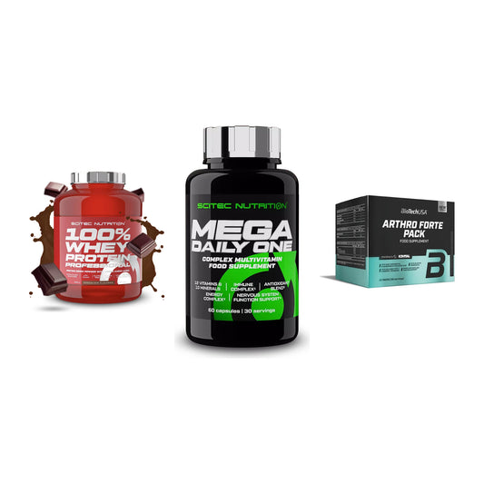 Regenerations-Set: Scitec 100% + Scitec Mega + BioTech Arthro – alle enthaltenen Artikel