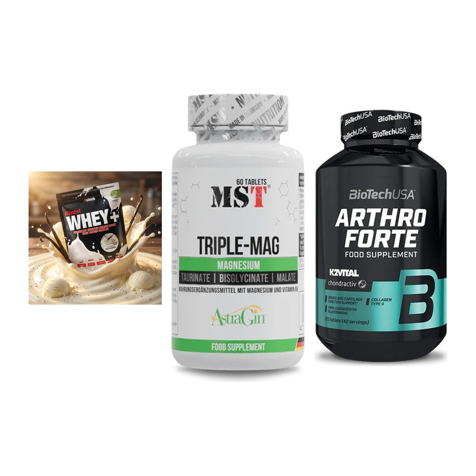 Regenerations-Set: Sinob Honest + MST Tripple Mag + BioTech Arthro – alle enthaltenen Artikel
