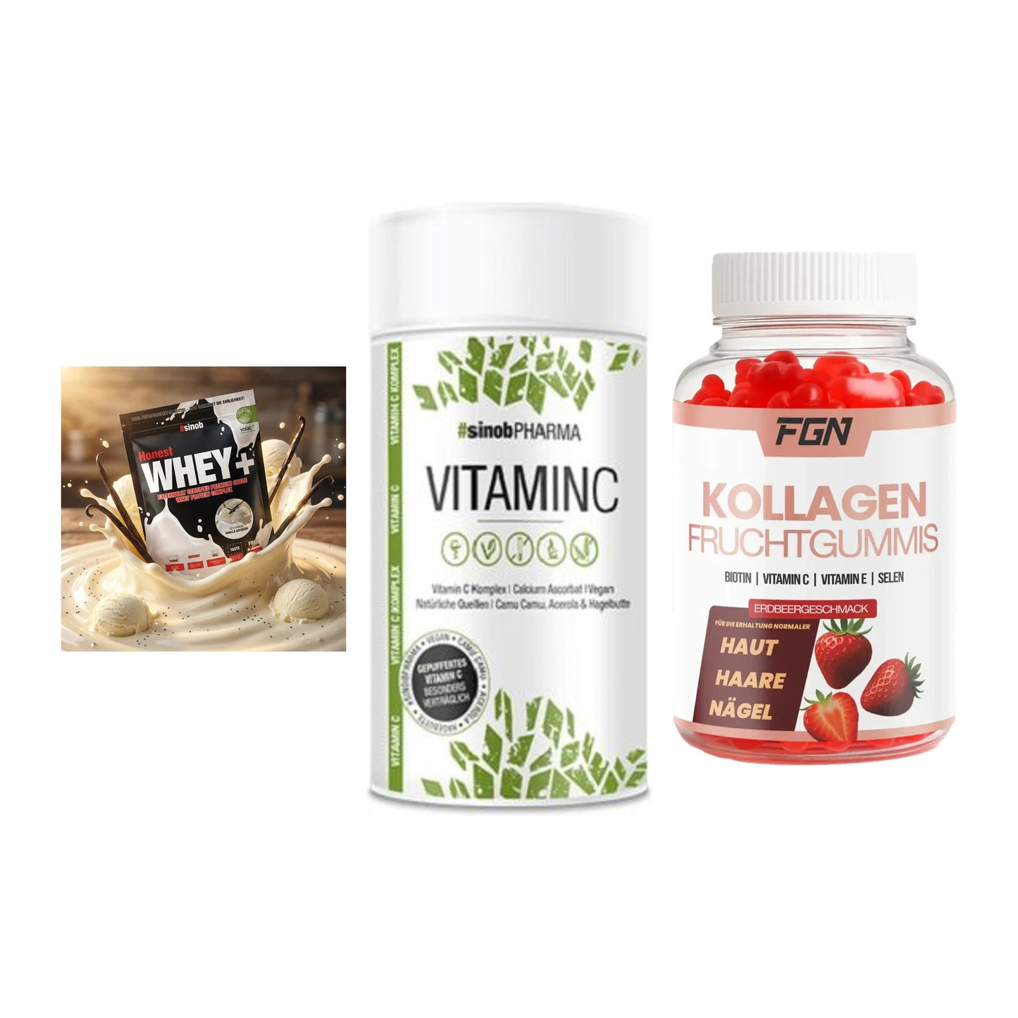 Regenerations-Set: Sinob Honest + Sinob Vitamin C + FGN Kollagen 60 – alle enthaltenen Artikel