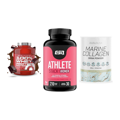 Regenerations-Set: Scitec 100% + ESN Athlete + BioTech Marine – alle enthaltenen Artikel