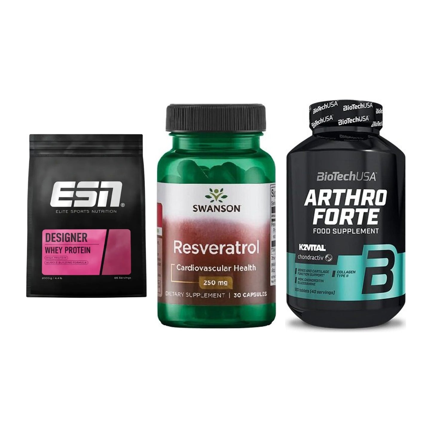 Regenerations-Set: ESN Designer + Swanson Resvera + BioTech Arthro – alle enthaltenen Artikel