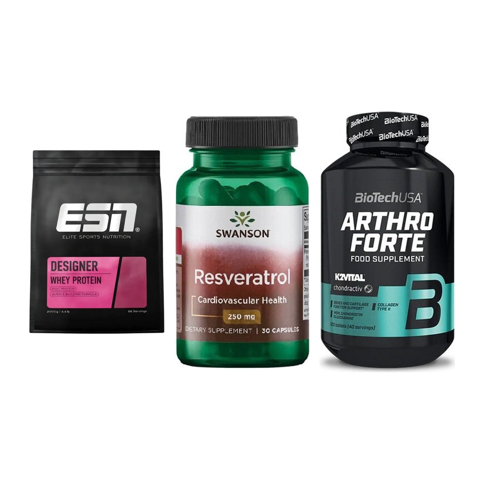 Regenerations-Set: ESN Designer + Swanson Resvera + BioTech Arthro – alle enthaltenen Artikel