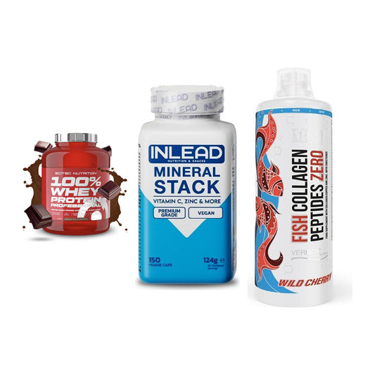 Regenerations-Set: Scitec 100% + INLEAD Mineral + MST Fish – alle enthaltenen Artikel