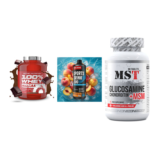 Regenerations-Set: Scitec 100% + Body Attack + MST Glucosamine – alle enthaltenen Artikel
