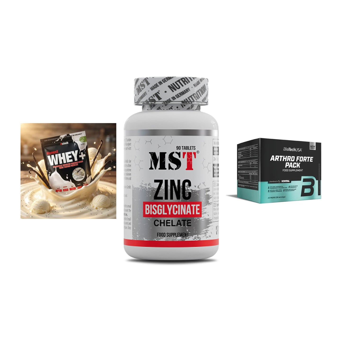 Regenerations-Set: Sinob Honest + MST Zinc + BioTech Arthro – alle enthaltenen Artikel