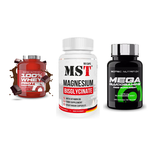 Regenerations-Set: Scitec 100% + MST Magnesium + Scitec Mega – alle enthaltenen Artikel